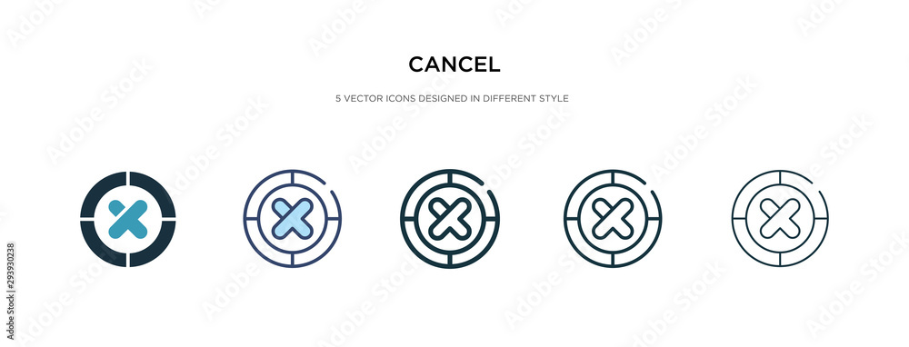 Poster cancel icon in different style vector illustration. two colored and black cancel vector icons design