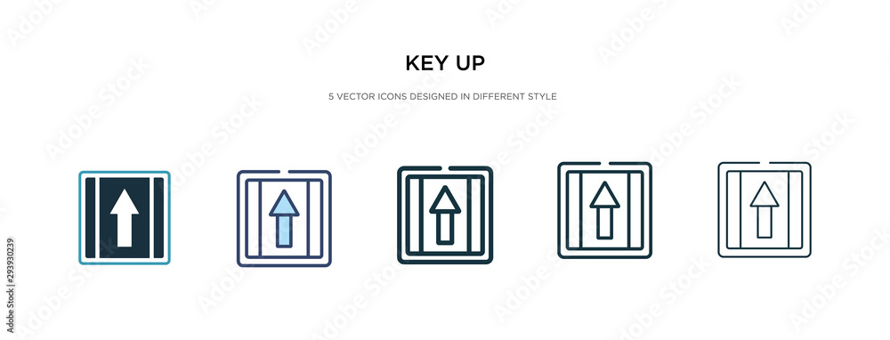 Aufkleber key up icon in different style vector illustration. two colored and black key up vector icons design