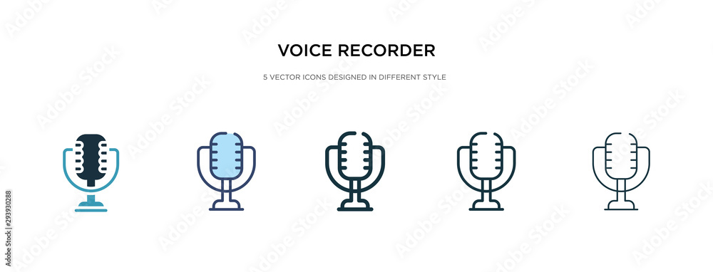 Poster voice recorder icon in different style vector illustration. two colored and black voice recorder vec