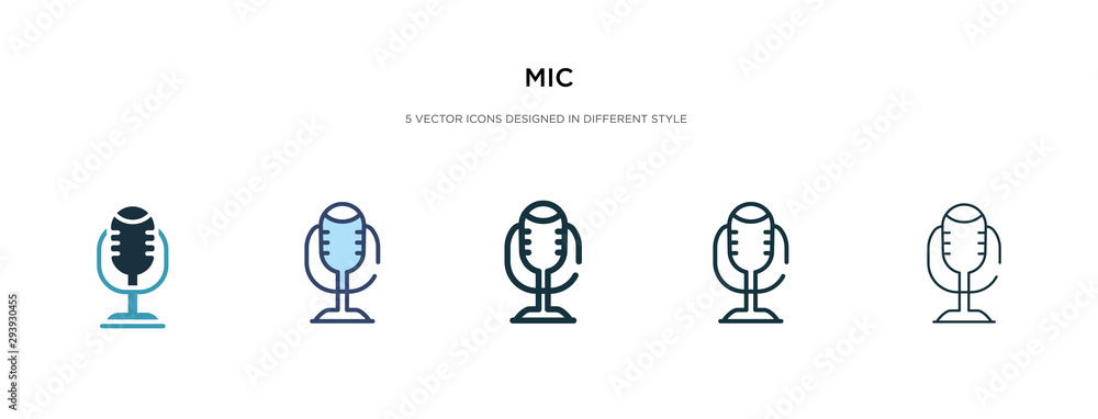 Poster mic icon in different style vector illustration. two colored and black mic vector icons designed in 