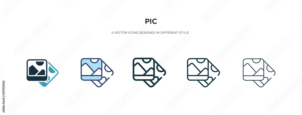 Aufkleber pic icon in different style vector illustration. two colored and black pic vector icons designed in 