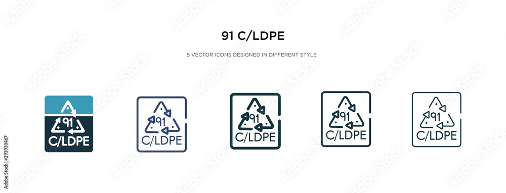 Poster 91 c/ldpe icon in different style vector illustration. two colored and black 91 c/ldpe vector icons 