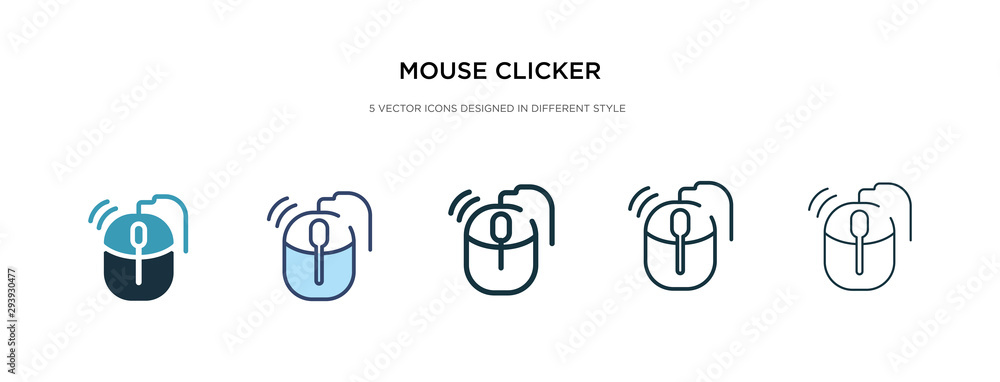 Poster mouse clicker icon in different style vector illustration. two colored and black mouse clicker vecto