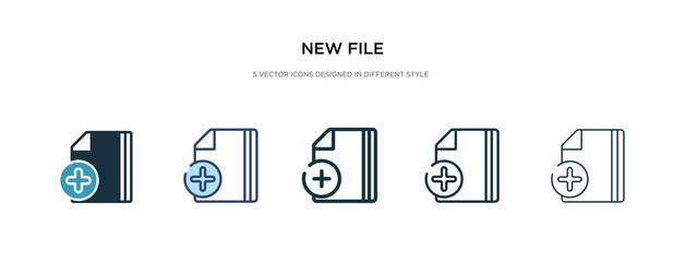 new file icon in different style vector illustration. two colored and black new file vector icons designed in filled, outline, line and stroke style can be used for web, mobile, ui