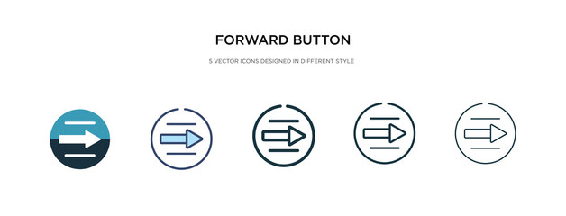 forward button icon in different style vector illustration. two colored and black forward button vector icons designed in filled, outline, line and stroke style can be used for web, mobile, ui
