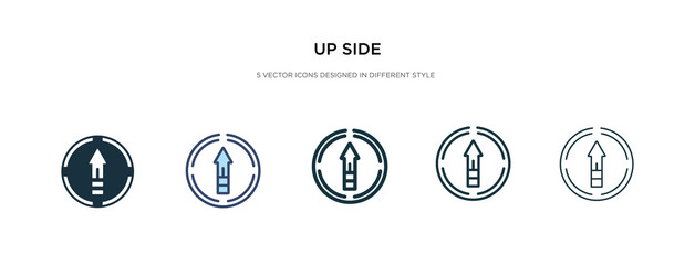 up side icon in different style vector illustration. two colored and black up side vector icons designed in filled, outline, line and stroke style can be used for web, mobile, ui