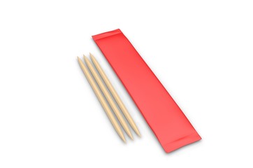 Fototapeta premium Tooth pick with sachet packaging for branding. 3d render illustration.
