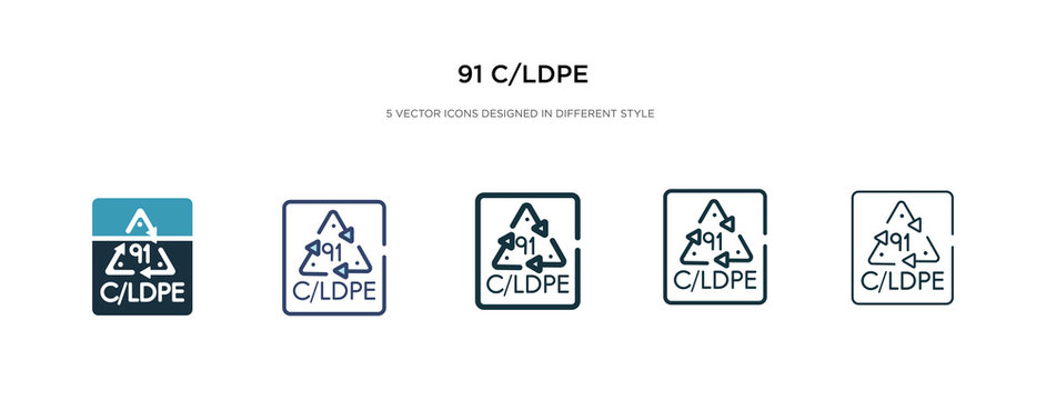 91 c/ldpe icon in different style vector illustration. two colored and black 91 c/ldpe vector icons designed in filled, outline, line and stroke style can be used for web, mobile, ui