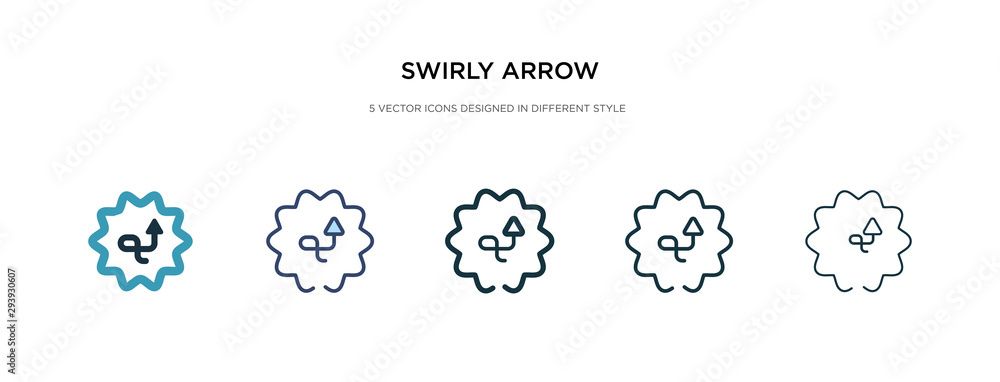 Aufkleber swirly arrow icon in different style vector illustration. two colored and black swirly arrow vector 