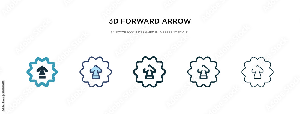Aufkleber 3d forward arrow icon in different style vector illustration. two colored and black 3d forward arrow