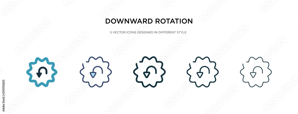 Poster downward rotation icon in different style vector illustration. two colored and black downward rotati
