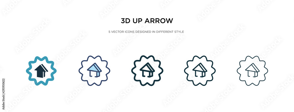 Poster 3d up arrow icon in different style vector illustration. two colored and black 3d up arrow vector ic