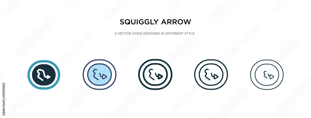 Aufkleber squiggly arrow icon in different style vector illustration. two colored and black squiggly arrow vec