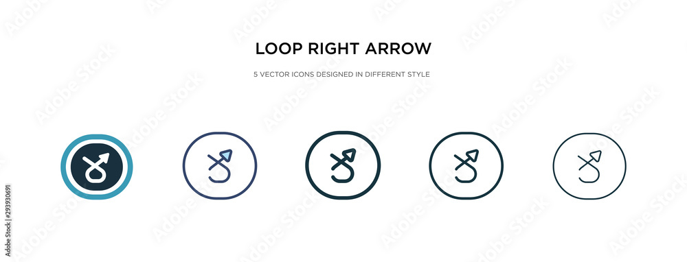 Poster loop right arrow icon in different style vector illustration. two colored and black loop right arrow