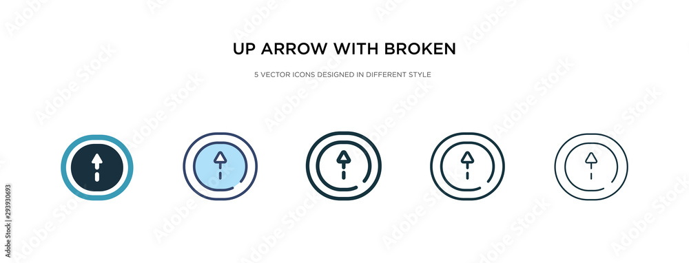 Aufkleber up arrow with broken line icon in different style vector illustration. two colored and black up arro