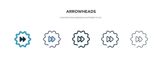 arrowheads icon in different style vector illustration. two colored and black arrowheads vector icons designed in filled, outline, line and stroke style can be used for web, mobile, ui