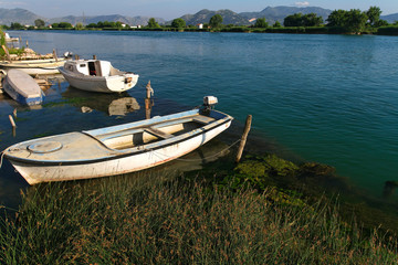 Naklejka na ściany i meble Boats on Neretva delta, Croatia