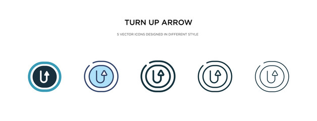 turn up arrow icon in different style vector illustration. two colored and black turn up arrow vector icons designed in filled, outline, line and stroke style can be used for web, mobile, ui