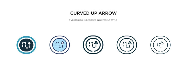 curved up arrow with broken line icon in different style vector illustration. two colored and black curved up arrow with broken line vector icons designed in filled, outline, line and stroke style