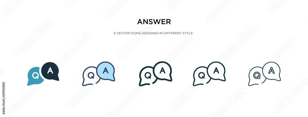 Poster answer icon in different style vector illustration. two colored and black answer vector icons design