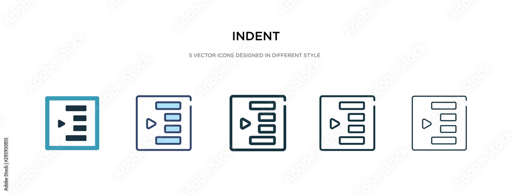 Poster indent icon in different style vector illustration. two colored and black indent vector icons design