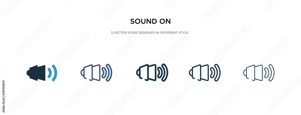 Poster sound on icon in different style vector illustration. two colored and black sound on vector icons de