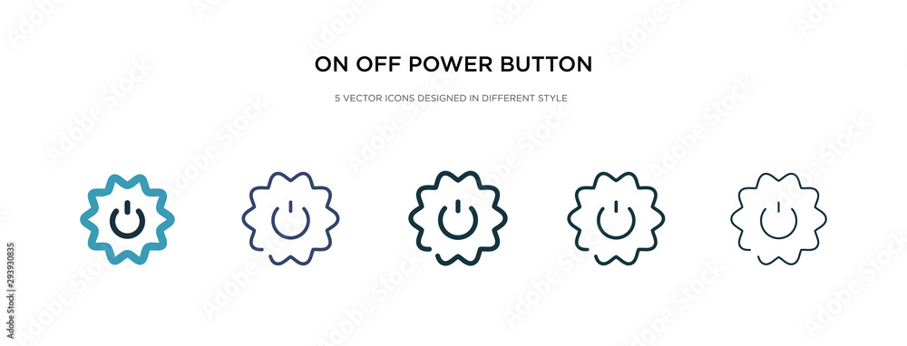 Poster on off power button icon in different style vector illustration. two colored and black on off power 