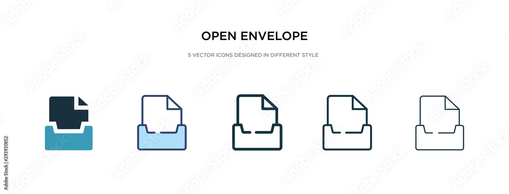 Poster open envelope icon in different style vector illustration. two colored and black open envelope vecto