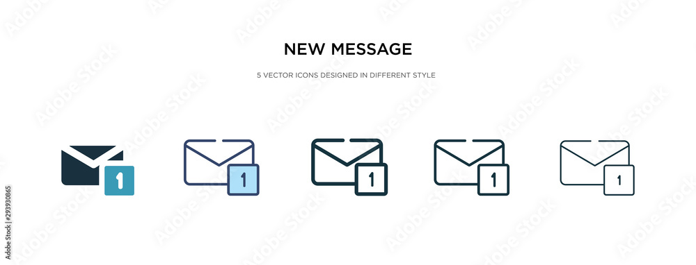 Poster new message icon in different style vector illustration. two colored and black new message vector ic