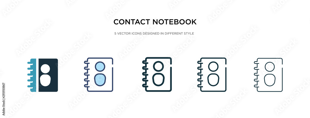 Aufkleber contact notebook icon in different style vector illustration. two colored and black contact notebook