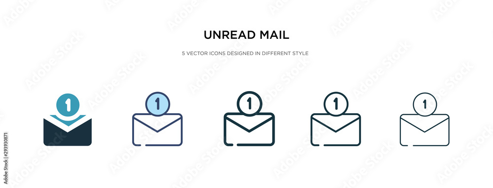 Poster unread mail icon in different style vector illustration. two colored and black unread mail vector ic