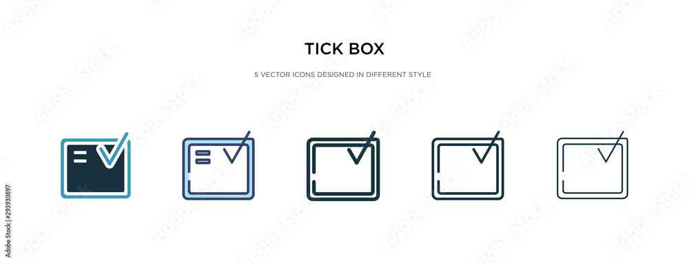 Poster tick box icon in different style vector illustration. two colored and black tick box vector icons de