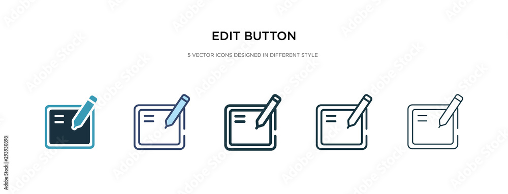 Poster edit button icon in different style vector illustration. two colored and black edit button vector ic