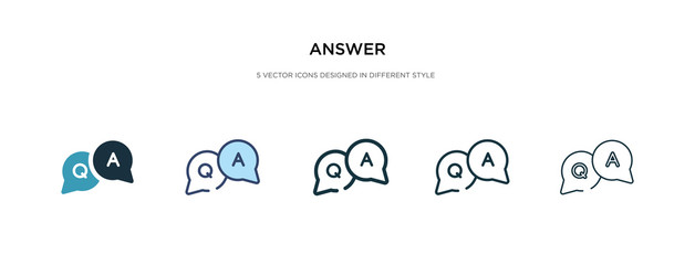 answer icon in different style vector illustration. two colored and black answer vector icons designed in filled, outline, line and stroke style can be used for web, mobile, ui - obrazy, fototapety, plakaty