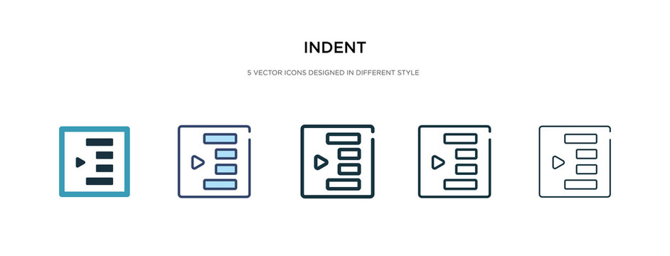 indent icon in different style vector illustration. two colored and black indent vector icons designed in filled, outline, line and stroke style can be used for web, mobile, ui