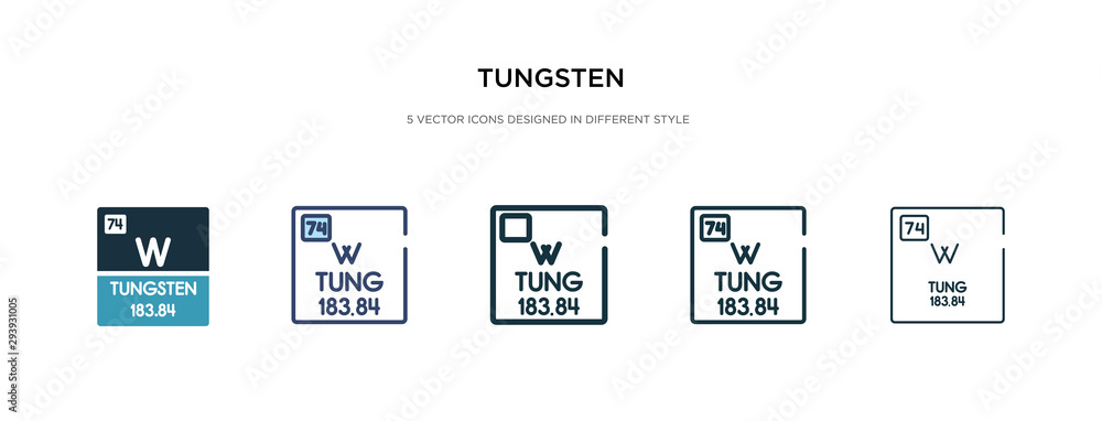 Poster tungsten icon in different style vector illustration. two colored and black tungsten vector icons de
