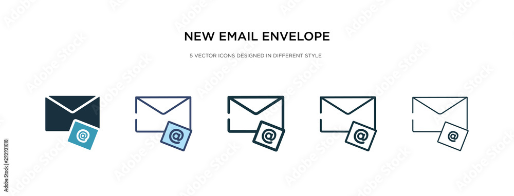 Poster new email envelope icon in different style vector illustration. two colored and black new email enve