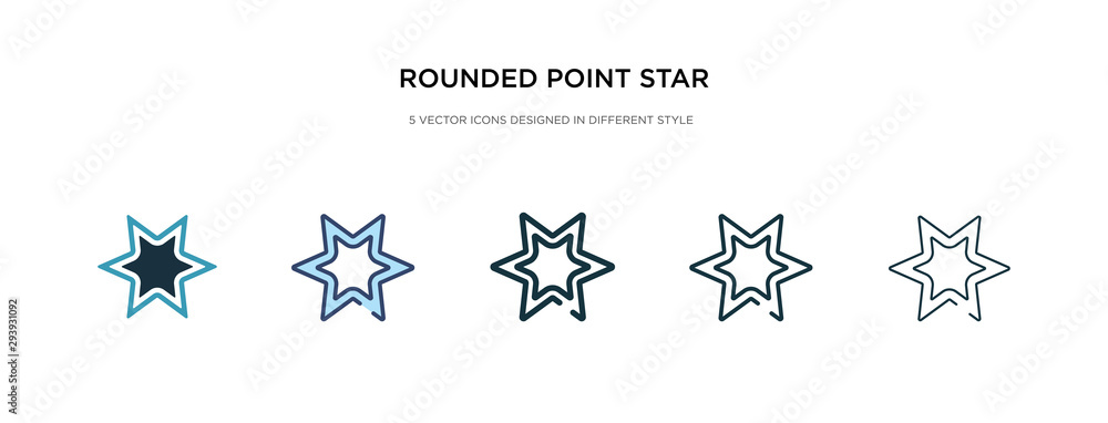 Poster rounded point star icon in different style vector illustration. two colored and black rounded point 
