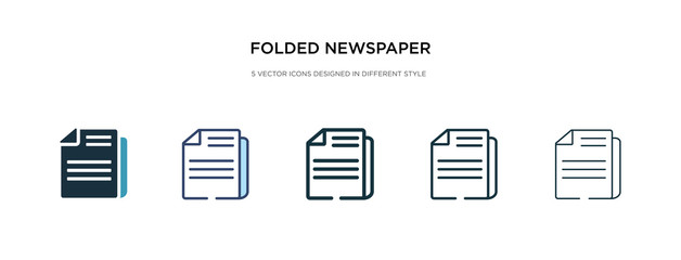 folded newspaper icon in different style vector illustration. two colored and black folded newspaper vector icons designed in filled, outline, line and stroke style can be used for web, mobile, ui
