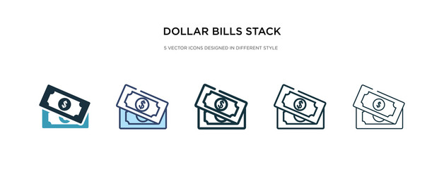 dollar bills stack icon in different style vector illustration. two colored and black dollar bills stack vector icons designed in filled, outline, line and stroke style can be used for web, mobile, - obrazy, fototapety, plakaty