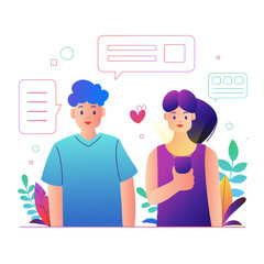 flat cartoon characters isolated on white background.