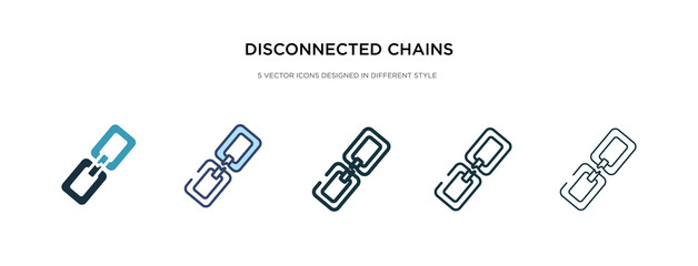 disconnected chains icon in different style vector illustration. two colored and black disconnected chains vector icons designed in filled, outline, line and stroke style can be used for web,