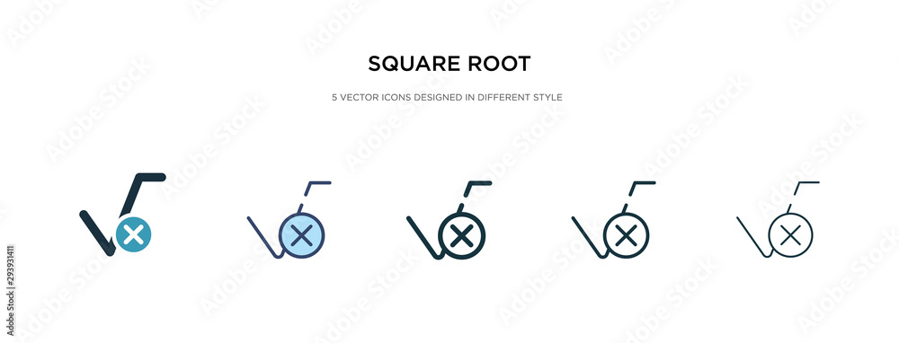 Poster square root icon in different style vector illustration. two colored and black square root vector ic