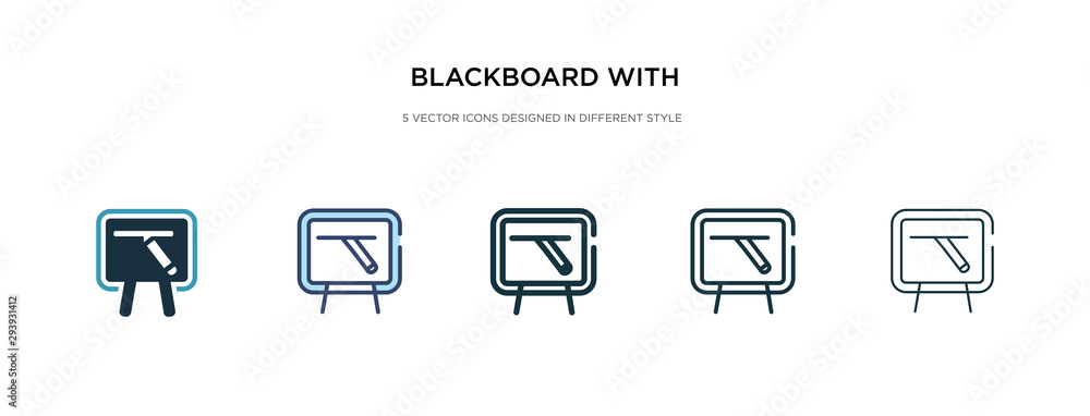 Aufkleber blackboard with icon in different style vector illustration. two colored and black blackboard with v