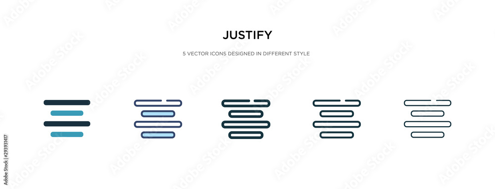 Poster justify icon in different style vector illustration. two colored and black justify vector icons desi