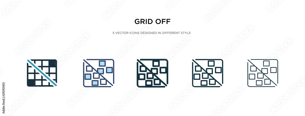 Poster grid off icon in different style vector illustration. two colored and black grid off vector icons de