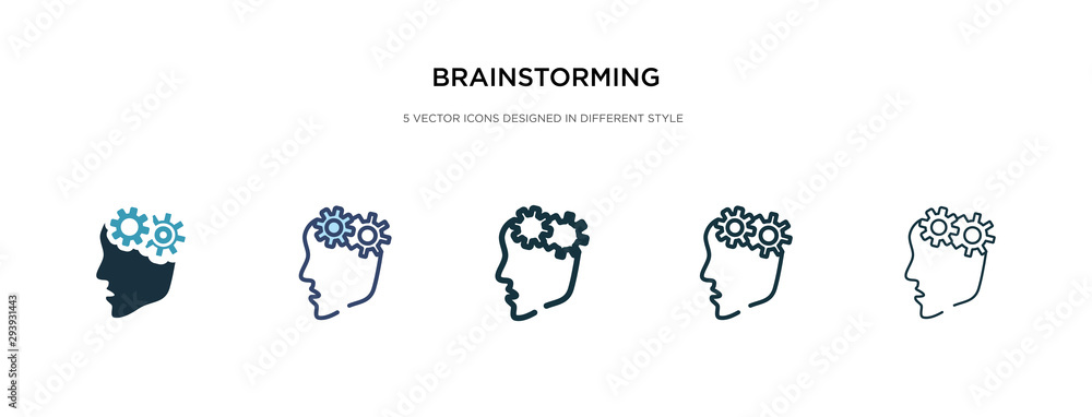 Poster brainstorming icon in different style vector illustration. two colored and black brainstorming vecto
