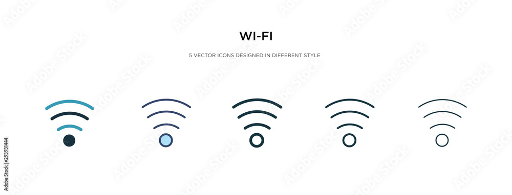 Poster wi-fi icon in different style vector illustration. two colored and black wi-fi vector icons designed