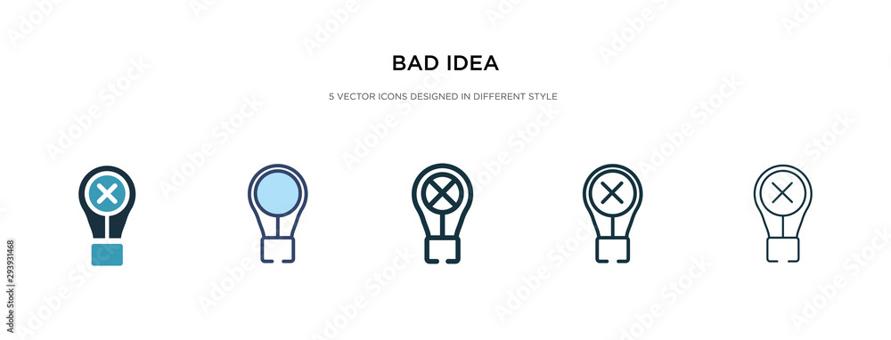 Poster bad idea icon in different style vector illustration. two colored and black bad idea vector icons de