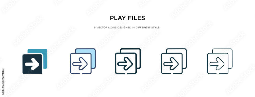 Poster play files icon in different style vector illustration. two colored and black play files vector icon